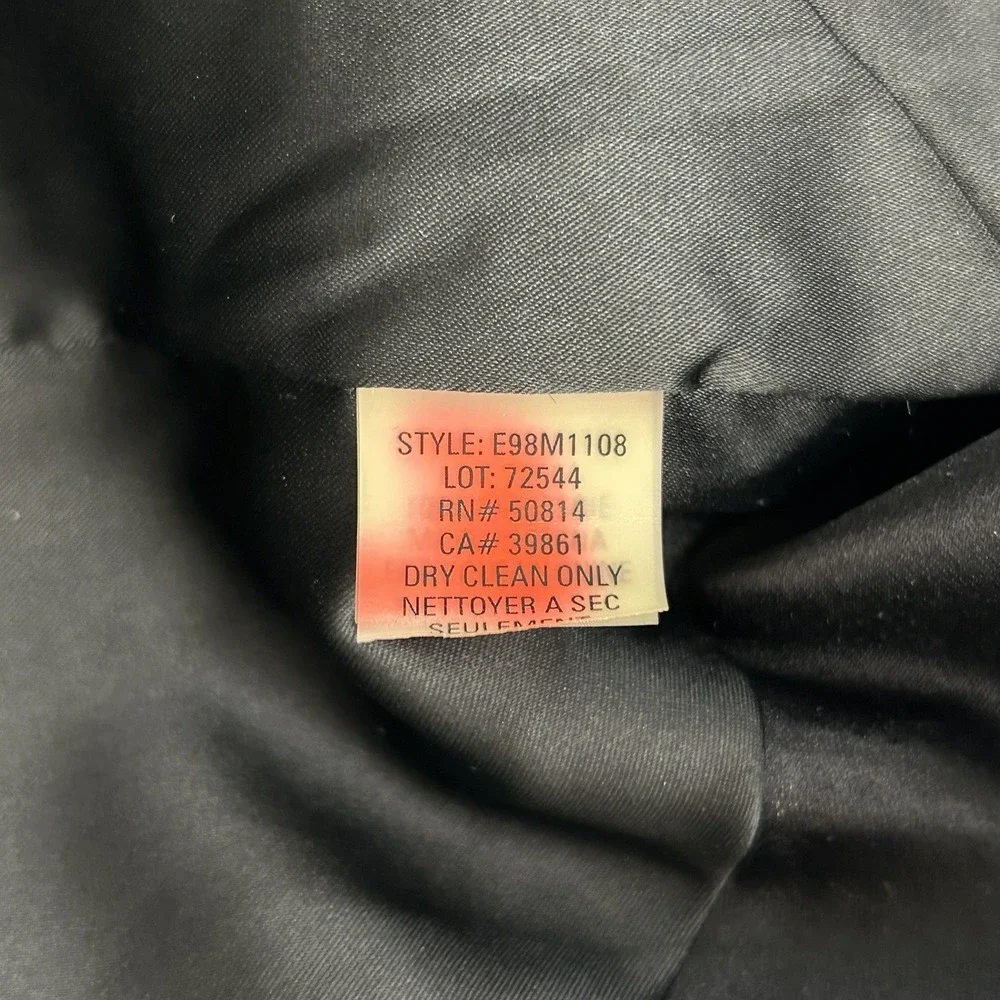 Elie Tahari‎ 100% Silk Black Satin Cropped Blazer Medium Contoured Seams